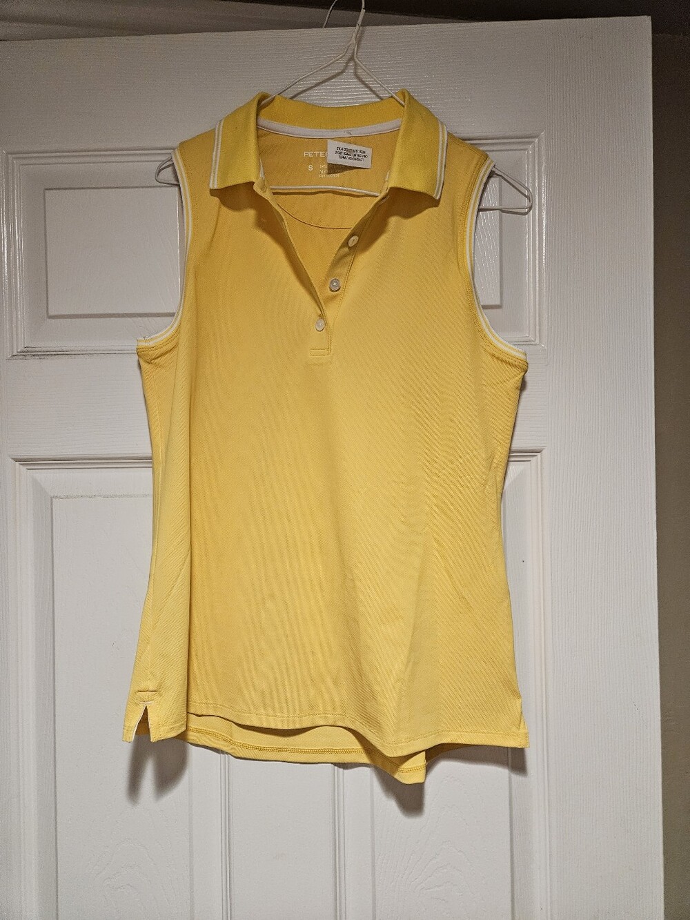Sleeveless Polo Tank Peter Millar Women's Lemon Drop /White Canter Top in Yellow - Picture 3 of 6